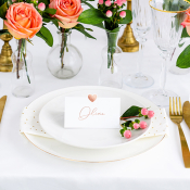 bordkort med rosegold hjerte