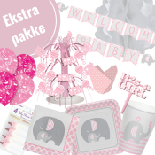 Festpakke til babyshower lyserødt med elefant