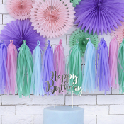 Flot og festlig tassel guirlande i pastel farver