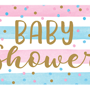 Banner til babyshower med gender reveal