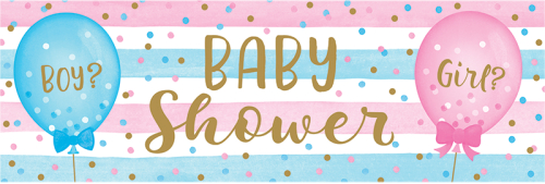 Banner til babyshower med gender reveal