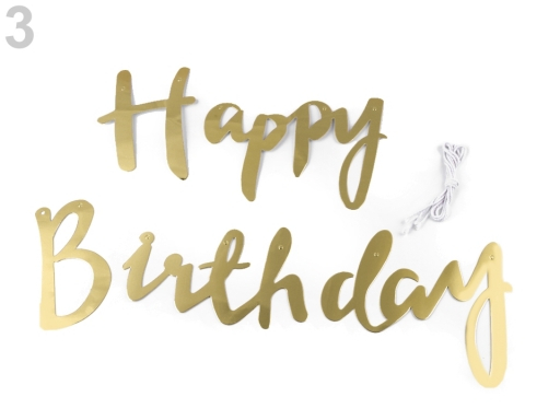 Guldfarvet Happy Birthday fødselsdagsguirlande - 1stk.