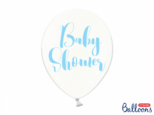 Babyshower balloner med lyseblå bogstaver - 6 stk.