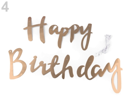 Rosegold ´Happy Birthday´ fødselsdagsguirlande - 1stk.