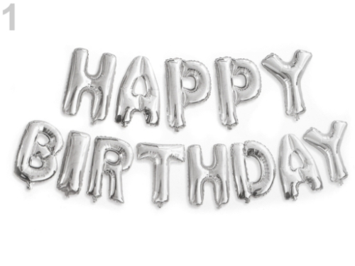 sølv guirlande med bogstaver til fødselsdag