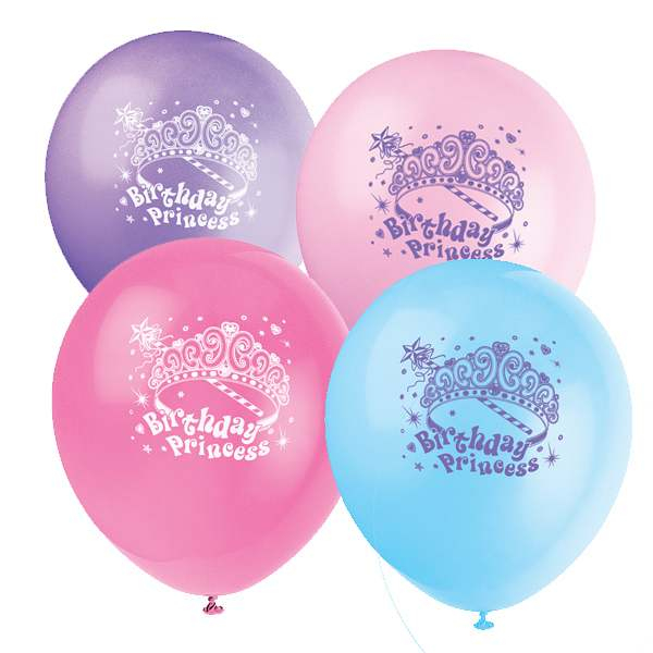 Prinsesse fødselsdag balloner - 8 stk.