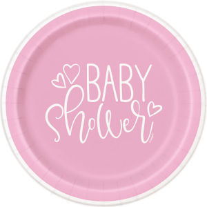 Paptallerkner til pige babyshower i pink