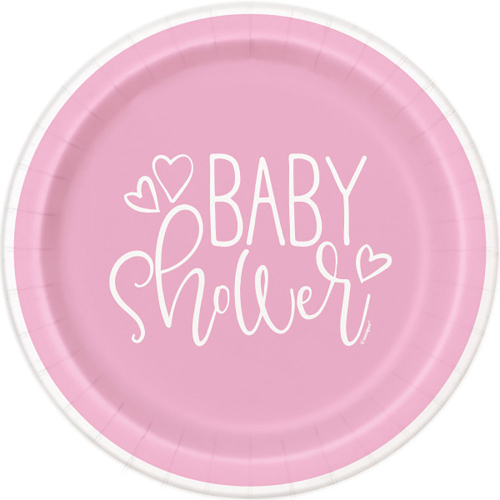 Paptallerkner til pige babyshower i pink