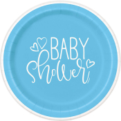 Engangstallerkner til babyshower for dreng blå