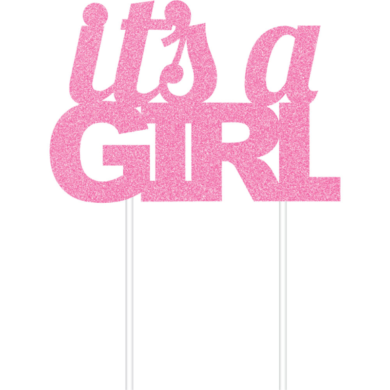 Kagepynt ´It´s a girl´, lyserødt - 1 stk.