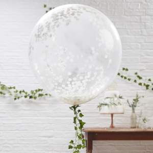 Kæmpe konfetti ballon hvid
