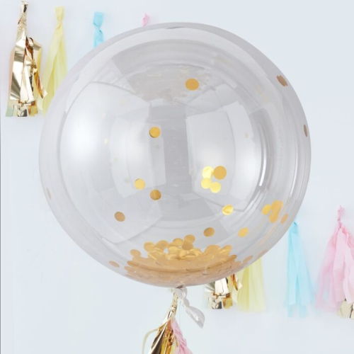 kæmpe orb ballon med guld konfetti
