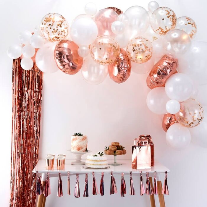 Ballonbue rosegold, med konfetti balloner - 1 stk.
