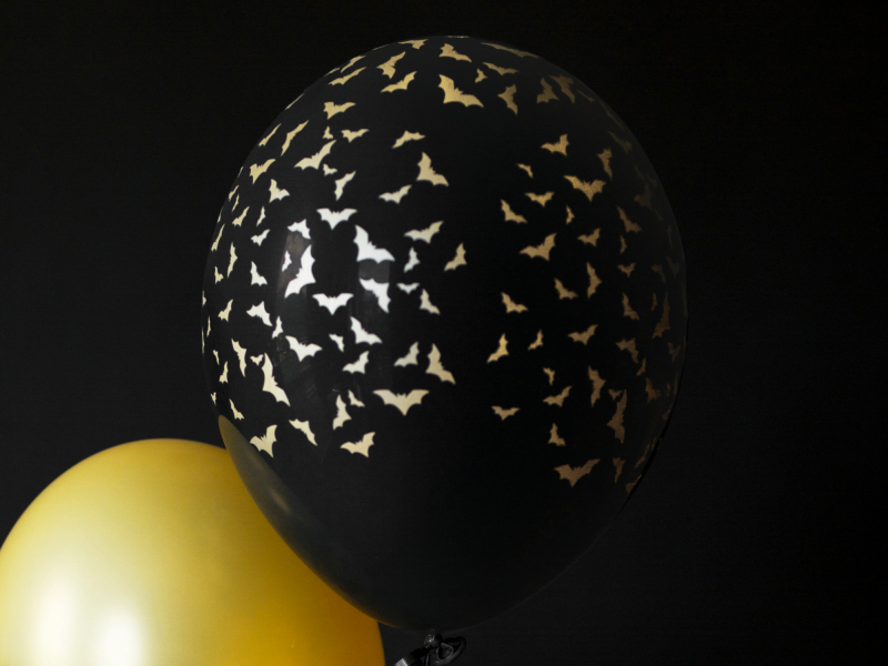 Billede af Halloween balloner, sort med flagermus - 6 stk.