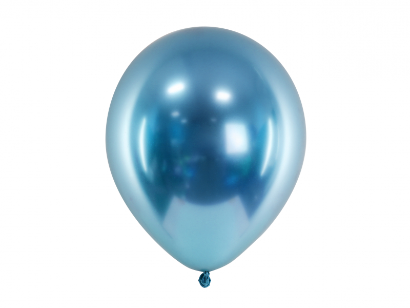Billede af Balloner, blå metallic, latex - 5 stk.