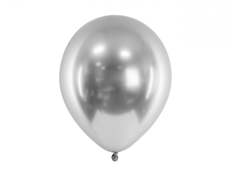 Balloner, sølv metallic, latex - 5 stk.