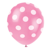 lyserøde balloner med hvide prikker