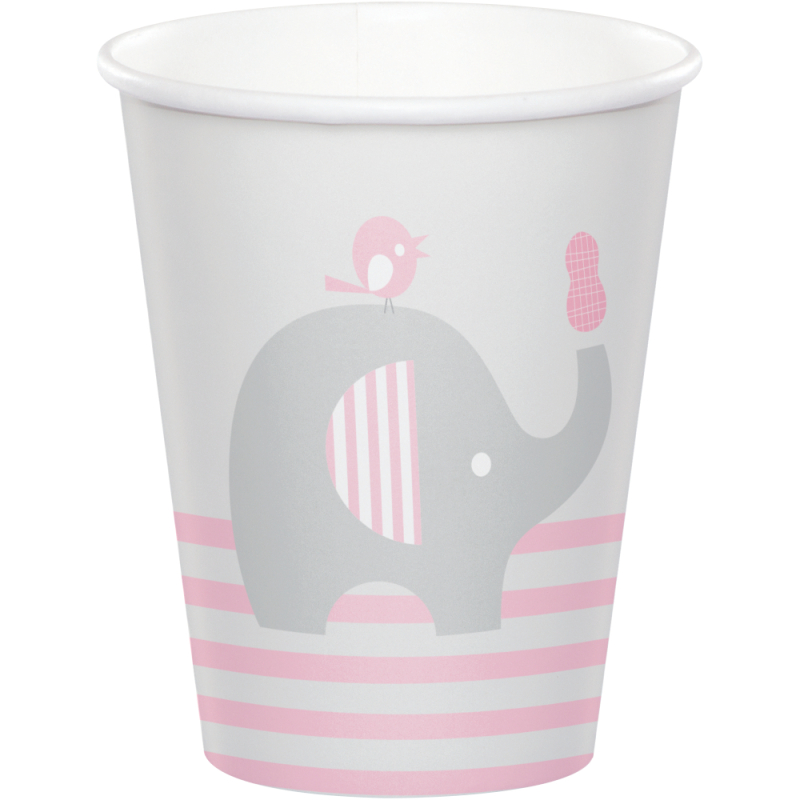 Billede af Papkrus til Baby Shower, dåb, navngivning m. ´Peanut´ elefant, lyserødt - 8 stk.