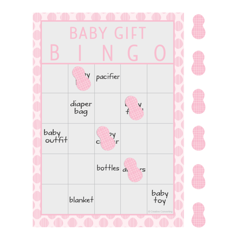 Billede af Baby Bingo leg til babyshower, lyserødt - 10 bloks
