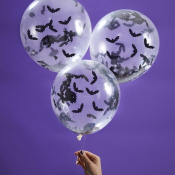 Transparente halloween balloner med flagermus indeni  
