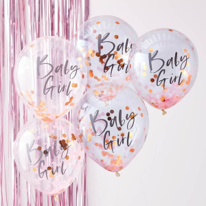Balloner med rosegold konfetti