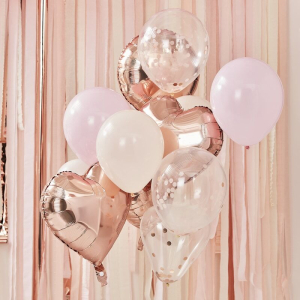 Ballonbuket rosegold konfetti