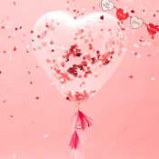 Hjerteballon med konfetti