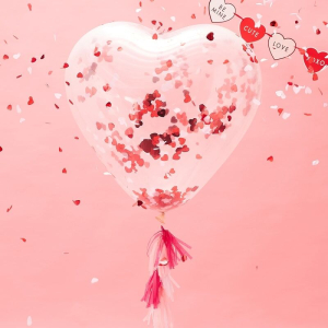 Hjerteballon med konfetti