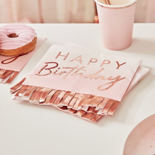 'fringe' style - rosegold Happy Birthday