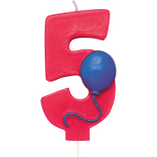 Fødselsdagslys med 5 års tal og ballon 
