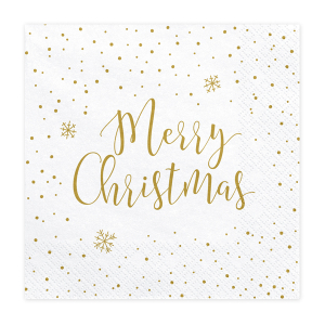 Juleservietter, Merry Christmas, guld - metallic
