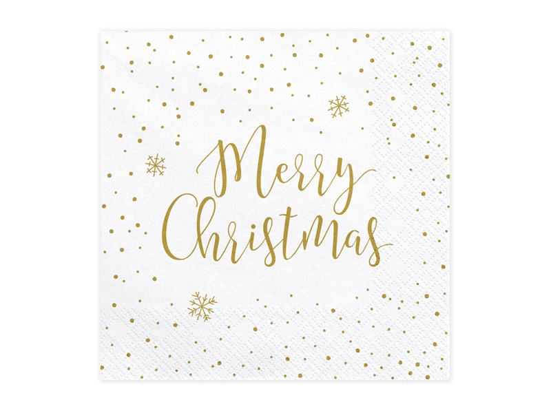 Juleservietter, Merry Christmas, guld - metallic - 20 stk.