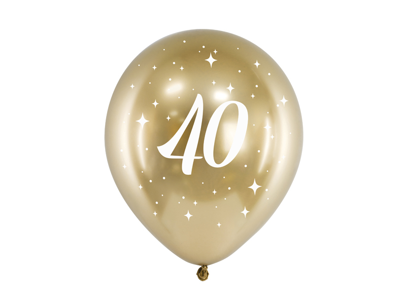 40 års balloner, metallic guld - 6 stk.