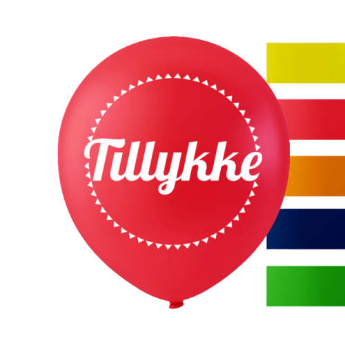 Latex balloner med "Tillykke" tryk