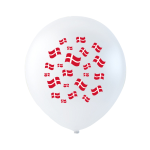 Hvide balloner med fødselsdagsflag
