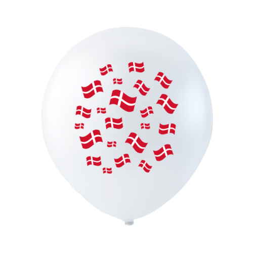 Hvide balloner med fødselsdagsflag