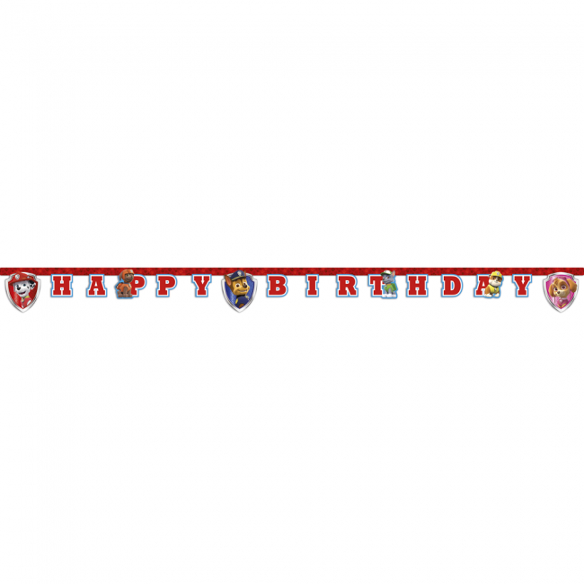 Paw Patrol banner guirlande - Happy Birthday - 2m, 1 stk.