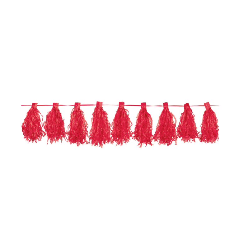 Billede af Tassel guirlande, rød, 3 m- 1 stk.