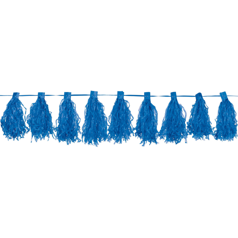 Billede af Tassel guirlande, blå, 3 m- 1 stk.