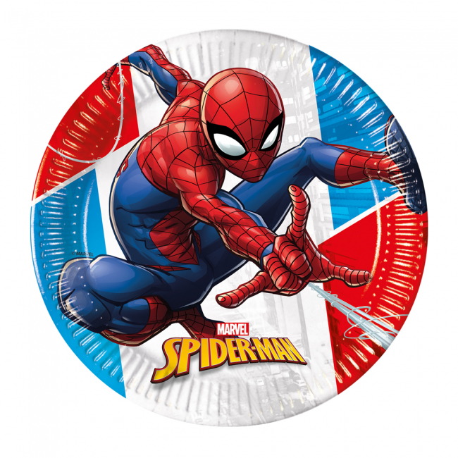 Billede af Spiderman paptallerkner ø20cm, Super hero - 8 stk.