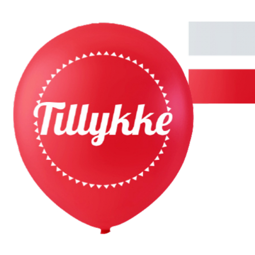 tillykke balloner rød hvid