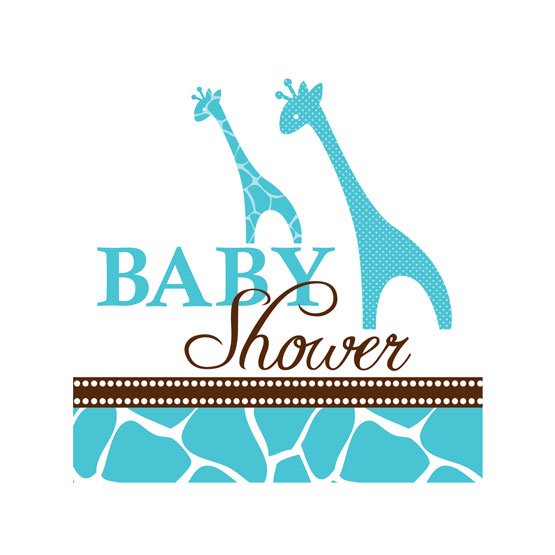 Baby Shower servietter safari med giraf (små), blåt - 16 stk.