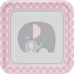 paptallerkner med elefant motiv til baby shower eller barnedåb