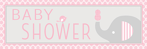 banner til væg baby shower lyserød