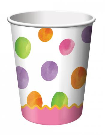 Billede af Papkrus - flotte kopper med store prikker til festen - 8 stk.
