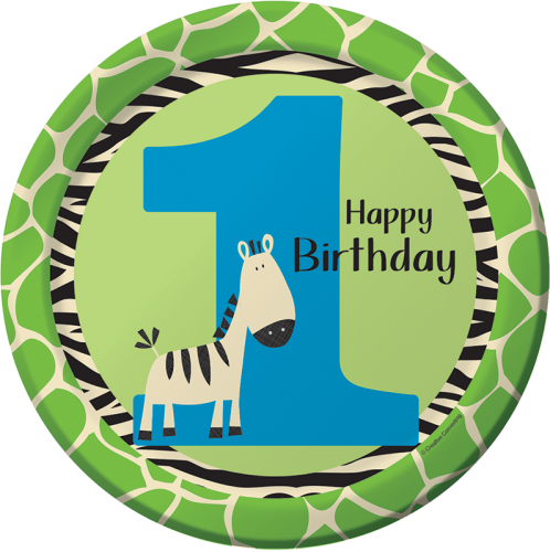 søde paptallerkner med zebra til 1 års fødselsdag