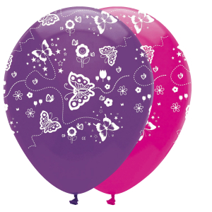 balloner lyserød lilla med sommerfugle 