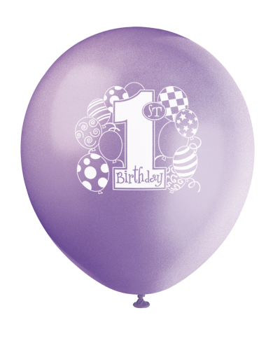 ballon med 1 tal til første fødselsdag lilla