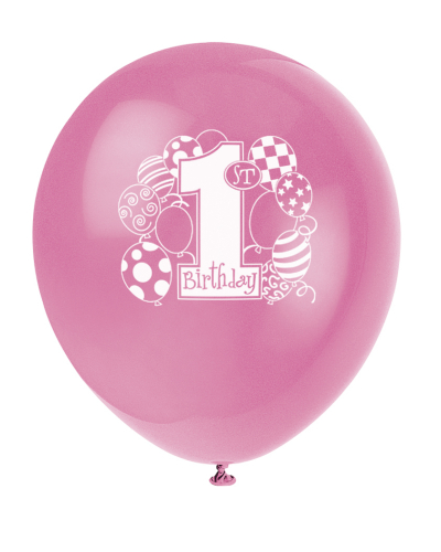 ballon med 1 tal til første fødselsdag pink