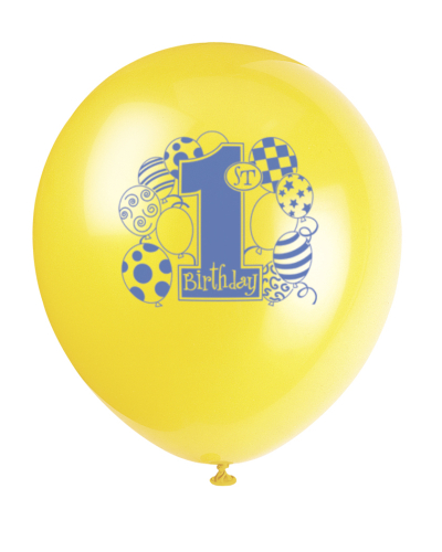 ballon med 1 tal til første fødselsdag gul